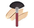 Foundation Makeup Brush Red Tube Cosmetics Accessory Wood Handle Loose Powder Fan-shape Makeup Brush for Daily Life - Red