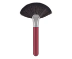 Foundation Makeup Brush Red Tube Cosmetics Accessory Wood Handle Loose Powder Fan-shape Makeup Brush for Daily Life - Red