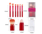 1 Set Cosmetic Brush 8 in 1 Multifunctional Soft Wide Application Versatile Beauty Accessory Rayon Square Retractable Makeup Brush Kit for Travel - Red