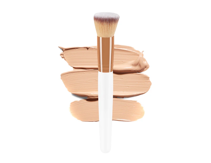 Beauty Brush Professional Reused Soft White Tube Eco-friendly Makeup Tool Flat Head Loose Powder Makeup Brush for Daily Life - White