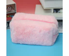 Cosmetic Bag Plush Portable Large Capacity Reusable Bright Color Makeup Brush Bag Pen Bag for Shopping - Pink