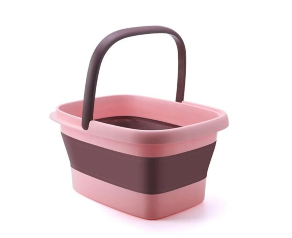 Folding Foot Spa Pedicure Bath Massage Tub Bucket Feet Basin Pink