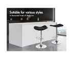 ALFORDSON 2x Bar Stools Kitchen Swivel Chair Leather Gas Lift Portia BLACK