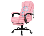 ALFORDSON Massage Office Chair Footrest Executive PU Leather Pink