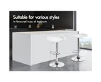 ALFORDSON 2x Bar Stools Kitchen Swivel Chair Leather Gas Lift Portia WHITE