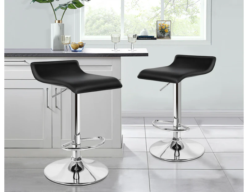 ALFORDSON 2x Bar Stools Saxton Kitchen Swivel Chair Leather Gas Lift Black