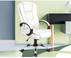 ALFORDSON Office Chair Executive PU Leather Computer Gaming Racer White Seat