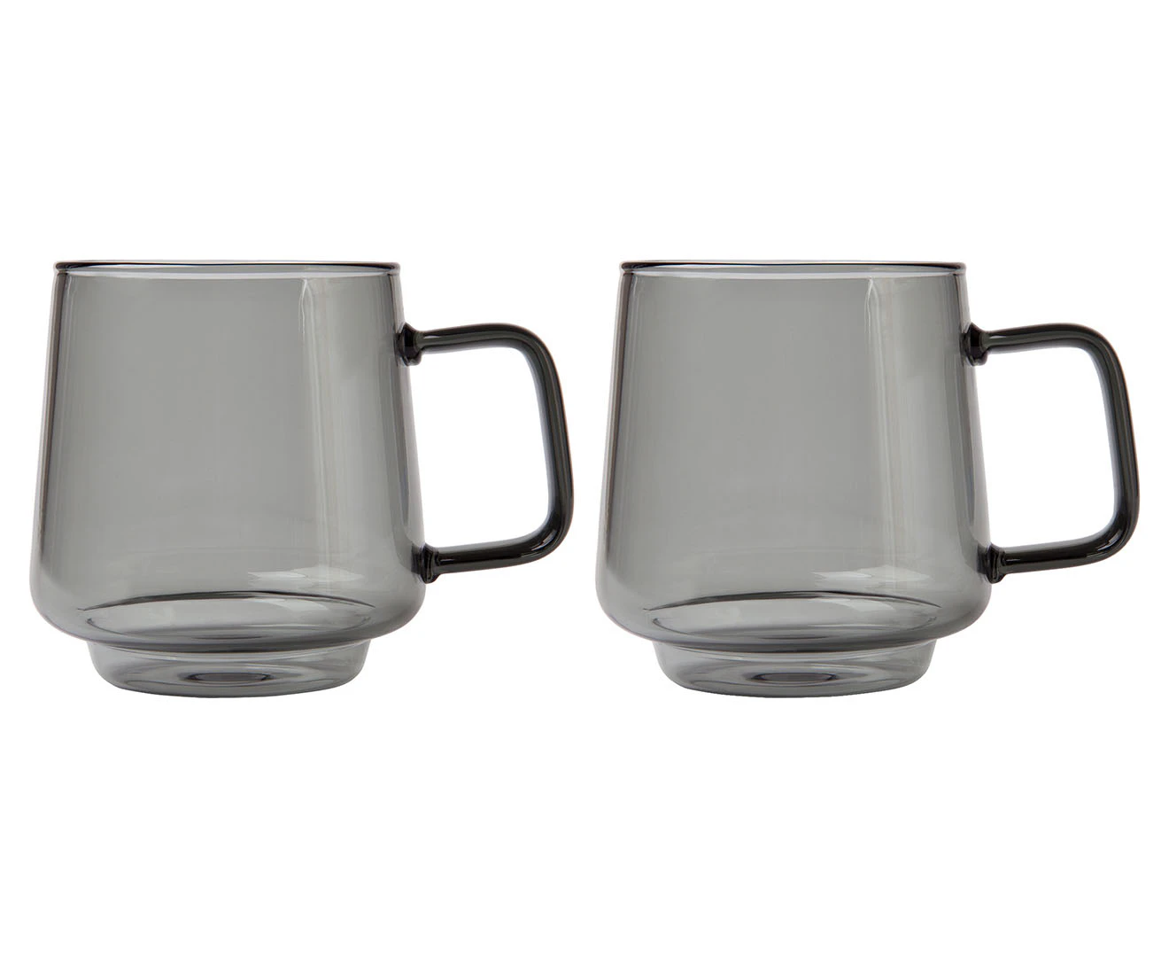 Set of 2 Maxwell & Williams 400mL Blend Sala Glass Mugs - Charcoal