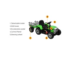 Mazam Ride On Tractor 12V Kids Electric Vehicle Toy Cars W/ Trailer Child Gift - Green