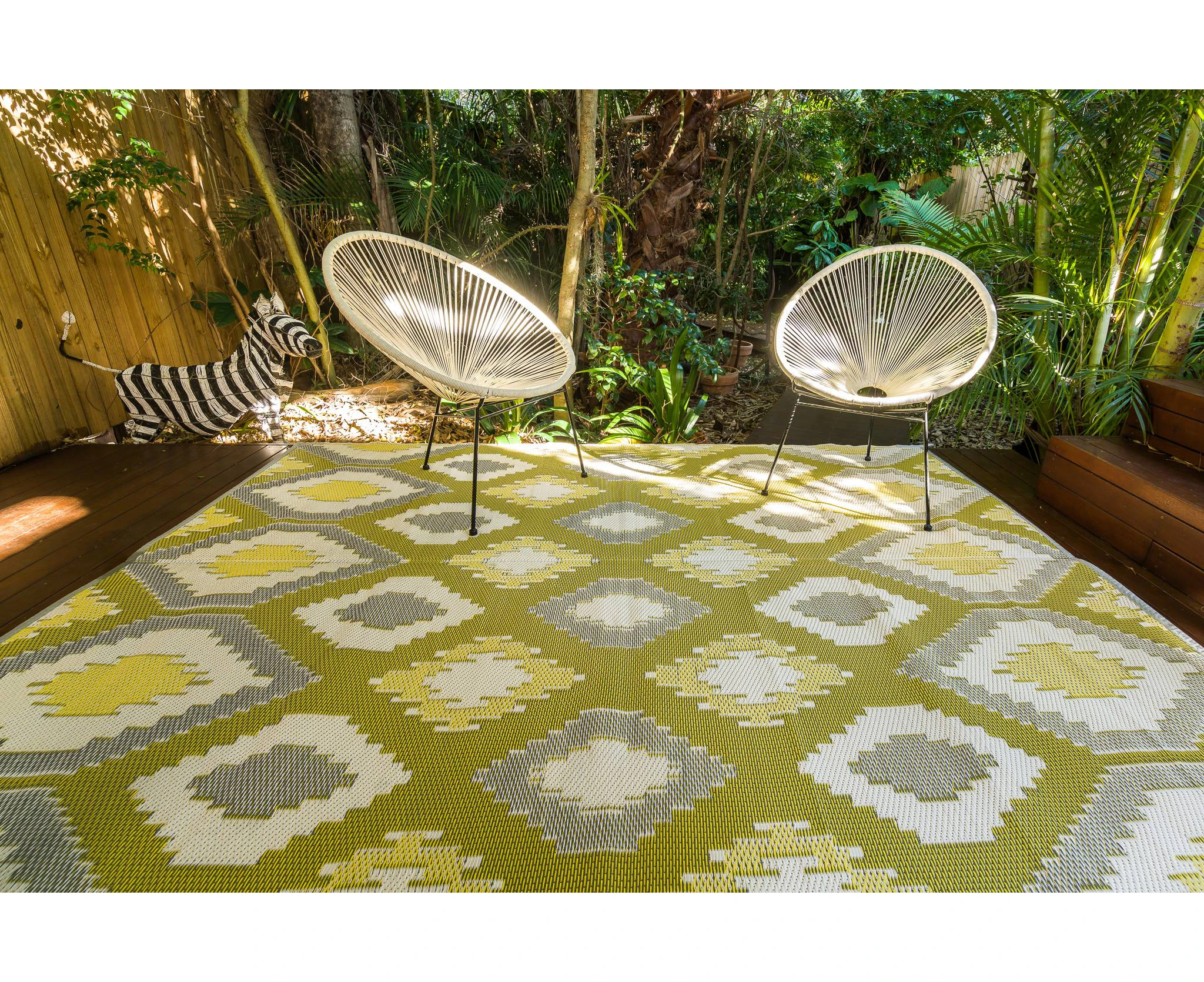 Outdoor Rug - Positano Yellow White And Grey