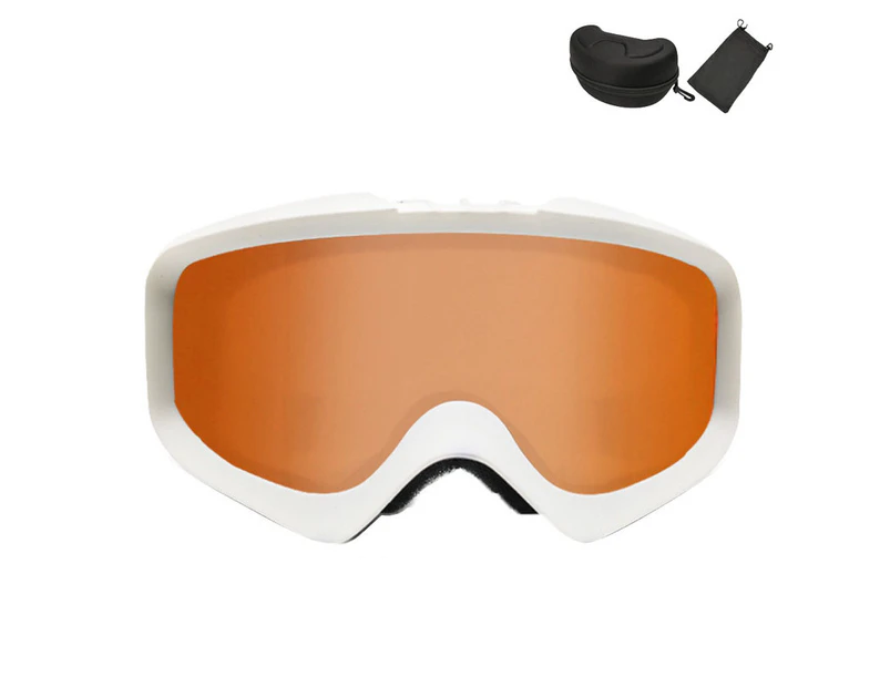 WASSUP Double Layer Anti-Fog Ski Goggles Snow Goggles-Sand White&Orange