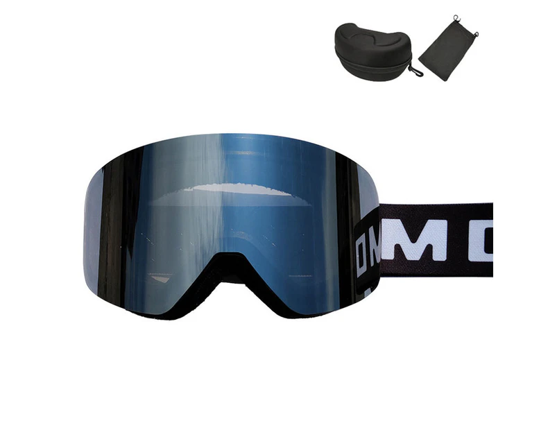 WASSUP REVO Double Layer Anti-Fog Ski Goggles Magnetic Ski Goggles-Bright Black&Silver