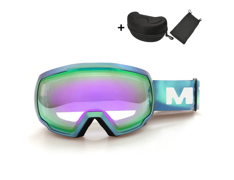 WASSUP Double Layer Ski Goggles OTG Anti-Fog UV Protection Snowboard Goggles-Colorful&Purple