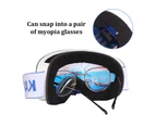 WASSUP REVO Double Layer Anti-Fog Ski Goggles Magnetic Ski Goggles-Bright Black&Purple