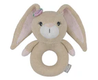 Living Textiles Newborn/Infant/Baby Cotton Knitted Ring Rattle Amelia the Bunny