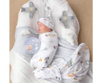 Living Textiles Newborn/Infant/Baby Swaddle/Beanie Cotton Gift Set Up Up & Away