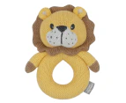 Living Textiles Newborn/Infant/Baby Cotton Knitted Ring Rattle Leo the Lion