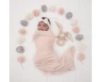 Living Textiles Cotton Jersey Swaddle & Rattle Floral/Bunny Newborn/Infant Set