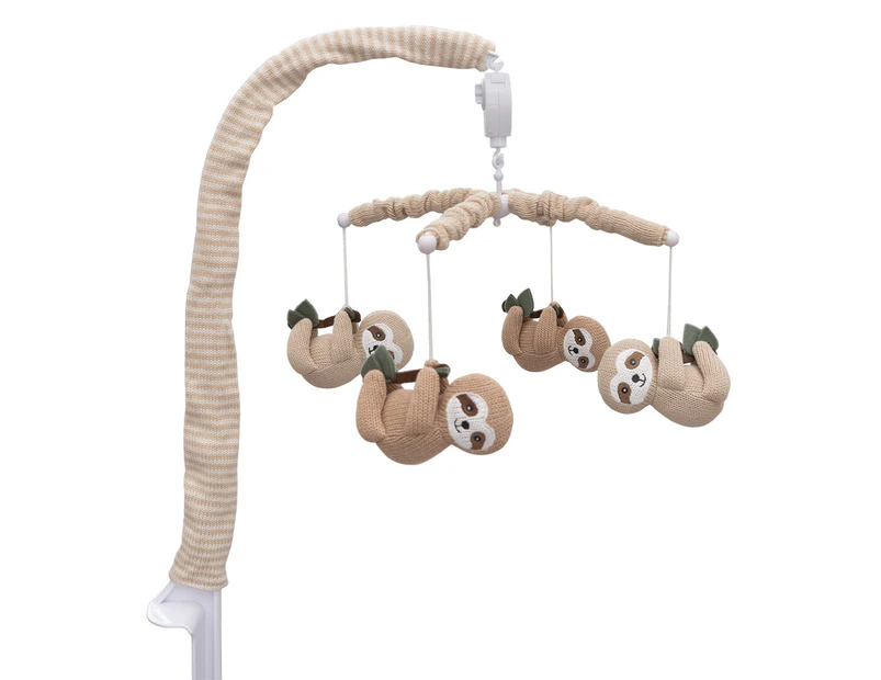 Living Textiles Baby Infant Cotton Children's Musical Hanging Mobile Set Sloth