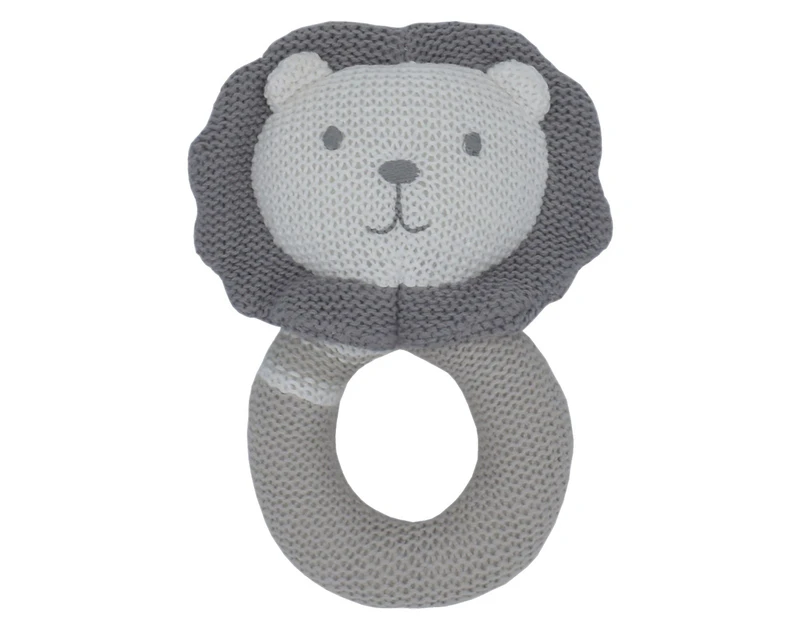 Living Textiles Austin the Lion Baby/Newborn/Infant Cotton Knitted Rattle