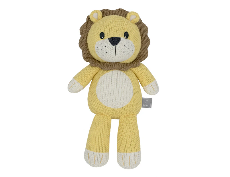 Living Textiles Baby/Newborn/Infant Cotton Knitted Character Toy Leo the Lion