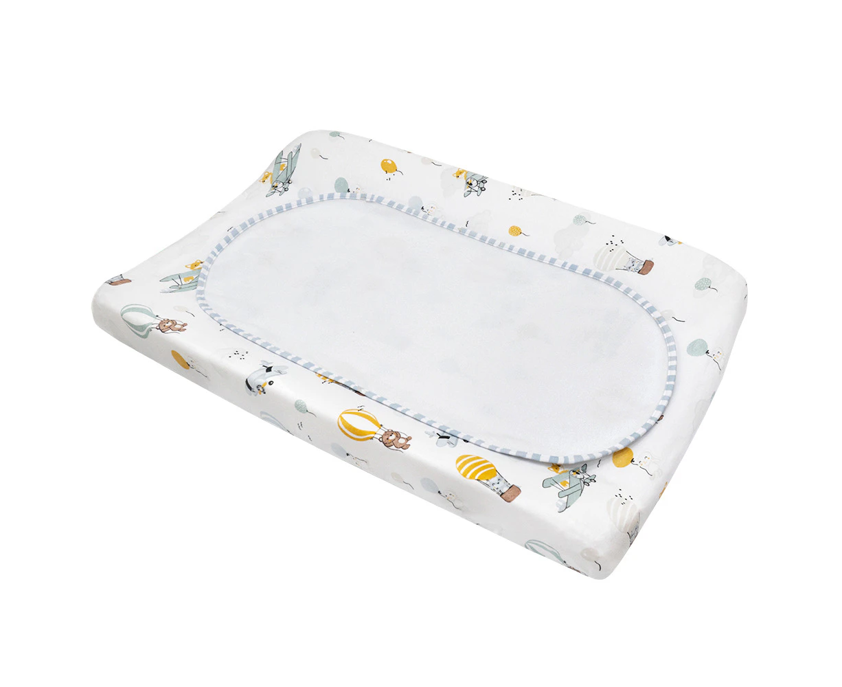 Living Textiles Infant Cotton Change Pad Cover & Liner Set Up Up & Away/Stripes