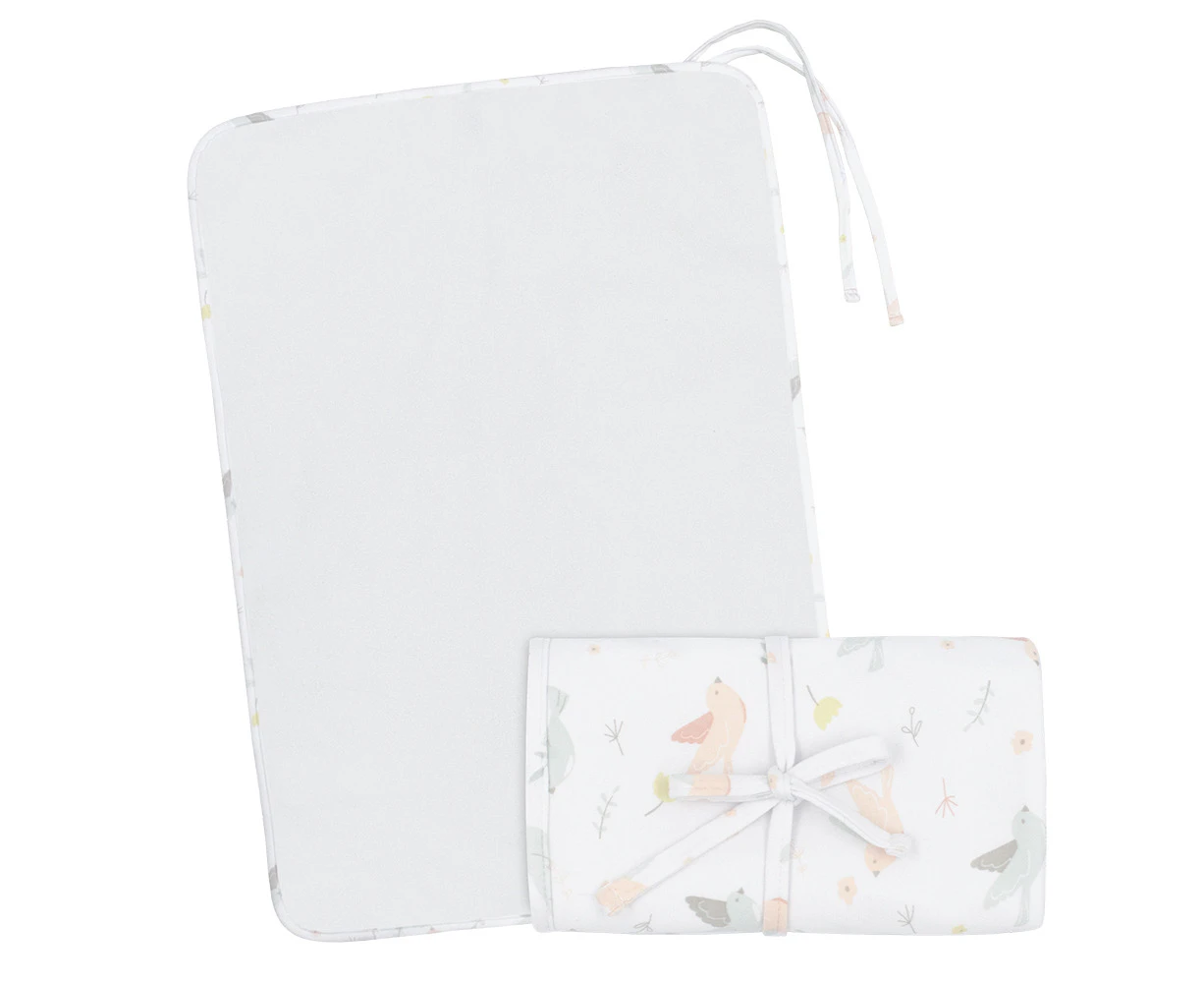 Living Textiles Baby Cotton Waterproof On The Go Travel Change Mat Ava Birds