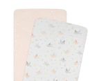 2pc Living Textiles Baby/Newborn Jersey Co-Sleeper/Cradle Fitted Sheet Ava Birds