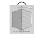 2pc Living Textiles Jersey Co-Sleeper/Cradle Fitted Sheet Grey Stripe/Melange
