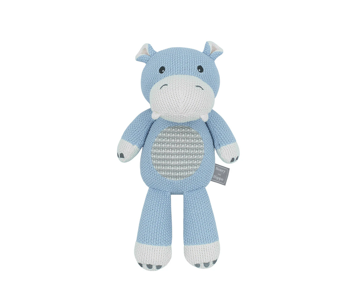 Living Textiles Baby/Newborn/Infant Cotton Knitted Toy Character Henry the Hippo