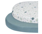 2pc Living Textiles Organic Muslin Round/Oval Cot Fitted Sheet Banana Leaf/Teal