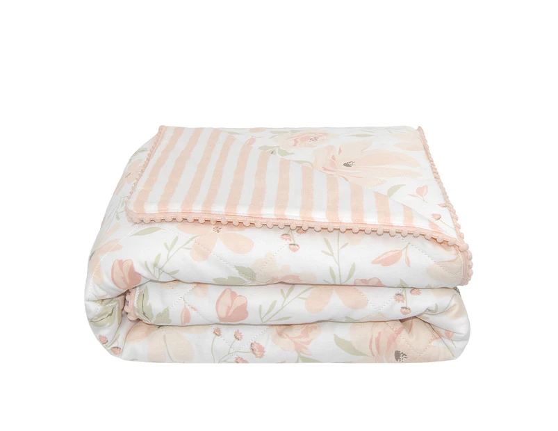 Lolli Living Quilted Cotton Nursery Infant/Baby Reversible Cot Comforter Meadow