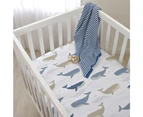 Lolli Living Baby/Newborn Cotton Nursery Cot Fitted Sleeping Sheet Oceania Whale
