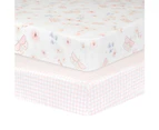 2pc Living Textiles Infant/Baby Cotton Cot Fitted Sheets Butterfly/Blush Gingham