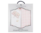 2pc Living Textiles Baby Cotton Bassinet Fitted Sheets Butterfly/Blush Gingham