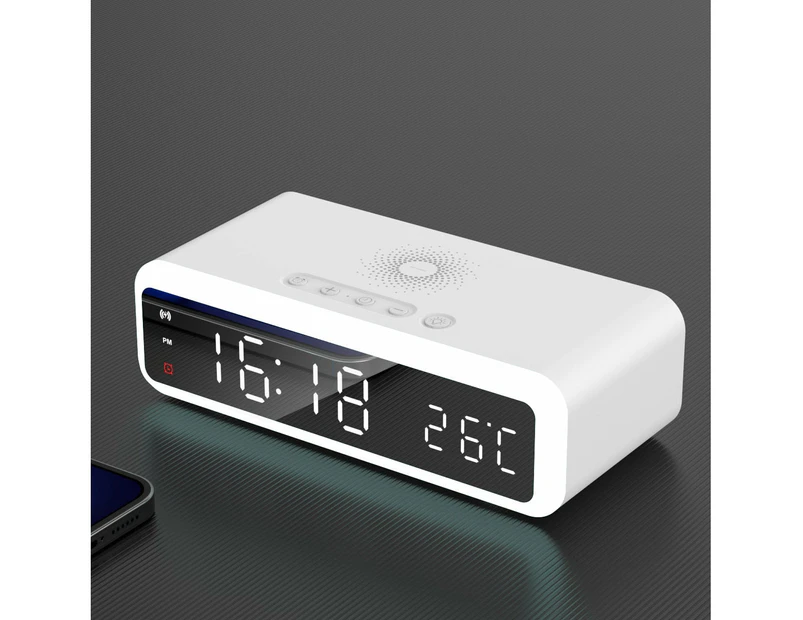 My Best Buy - Wireless Charger LED Alarm Clock, Thermometer For iPhone Huawei Xiaomi Samsung - 15W White