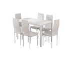 Artiss Dining Chairs and Table Dining Set 6 Chair Set Of 7 Wooden Top White