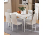 Artiss Dining Chairs and Table Dining Set 6 Chair Set Of 7 Wooden Top White