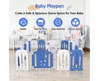 Advwin Foldable Baby Play Pen with 18 Toddlers Activity Panel Baby Activity Safety Centre for Indoor Outdoor Blue 4 ㎡