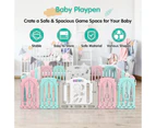 Advwin Foldable Baby Play Pen with 20 Toddlers Activity Panel Baby Activity Safety Centre for Indoor Outdoor Pink 4.5 ㎡
