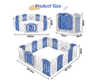 Advwin Foldable Baby Play Pen with 18 Toddlers Activity Panel Baby Activity Safety Centre for Indoor Outdoor Blue 4 ㎡