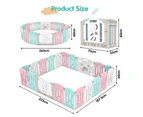 Advwin Foldable Baby Play Pen with 20 Toddlers Activity Panel Baby Activity Safety Centre for Indoor Outdoor Pink 4.5 ㎡