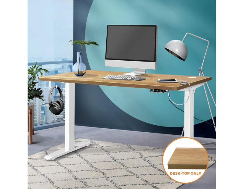 Oikiture Standing Desk Top Adjustable Electric Desk Board Computer Table OAK - Oak