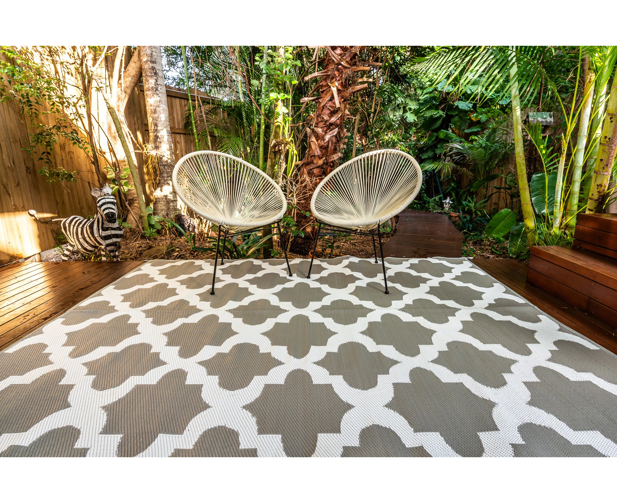 Outdoor Rug - Morocco Grey And White