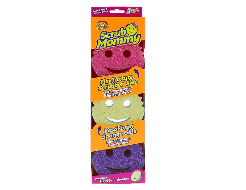 3 x Scrub Mommy Dual-Sided Scrubber Sponge- Multi-colour