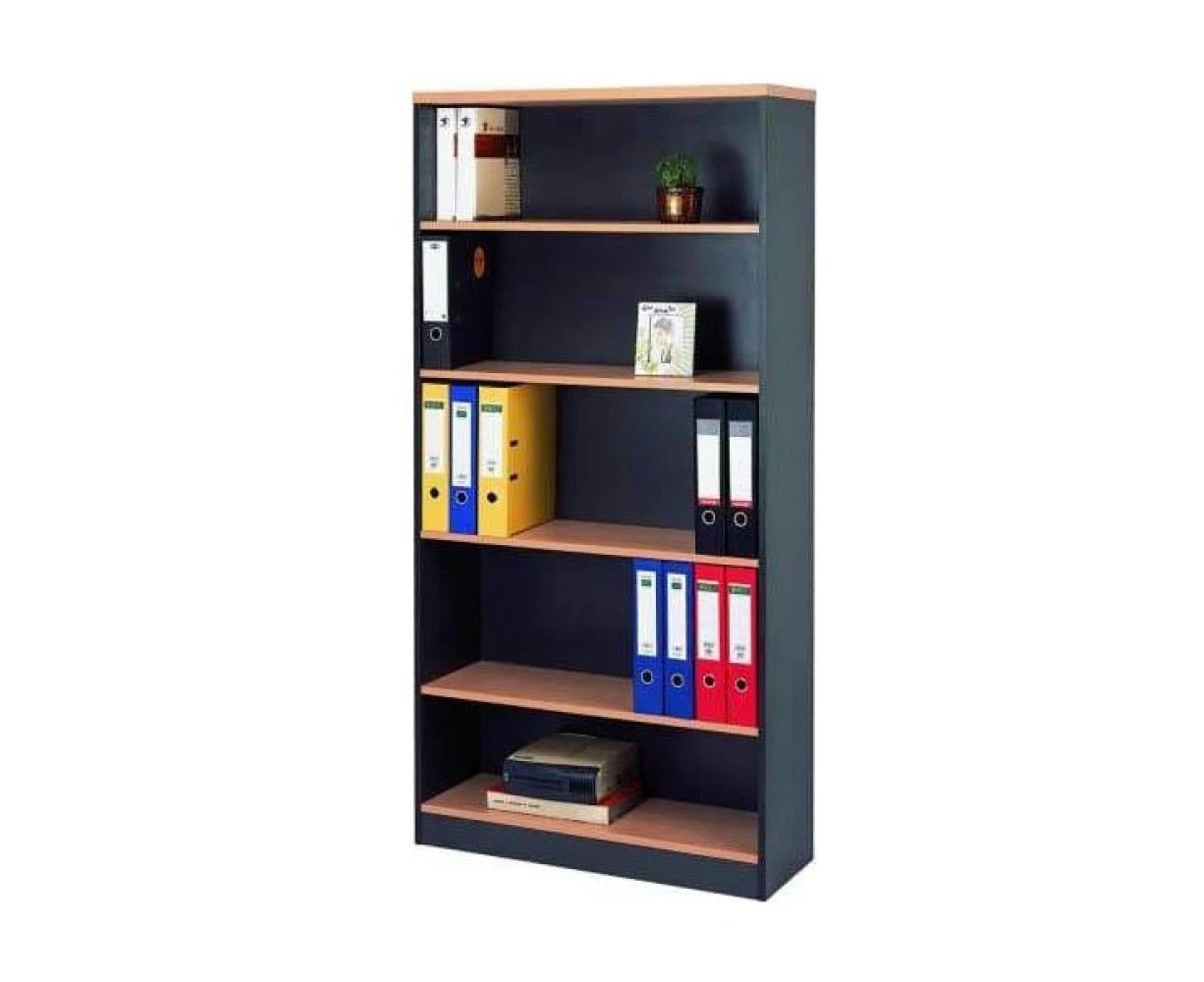 Mantone 5-Tier High Bookcase Office Storage Cabinet - Select Beech/Ironstone