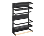 Viviendo Magnetic Fridge Storage Shelf with Paper Towel Holder Kitchen Spice Rack Organiser - Black