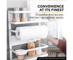 Viviendo Magnetic Fridge Storage Shelf with Paper Towel Holder Kitchen Spice Rack Organiser - Black