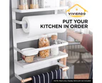 Viviendo Magnetic Fridge Storage Shelf with Paper Towel Holder Kitchen Spice Rack Organiser - Black