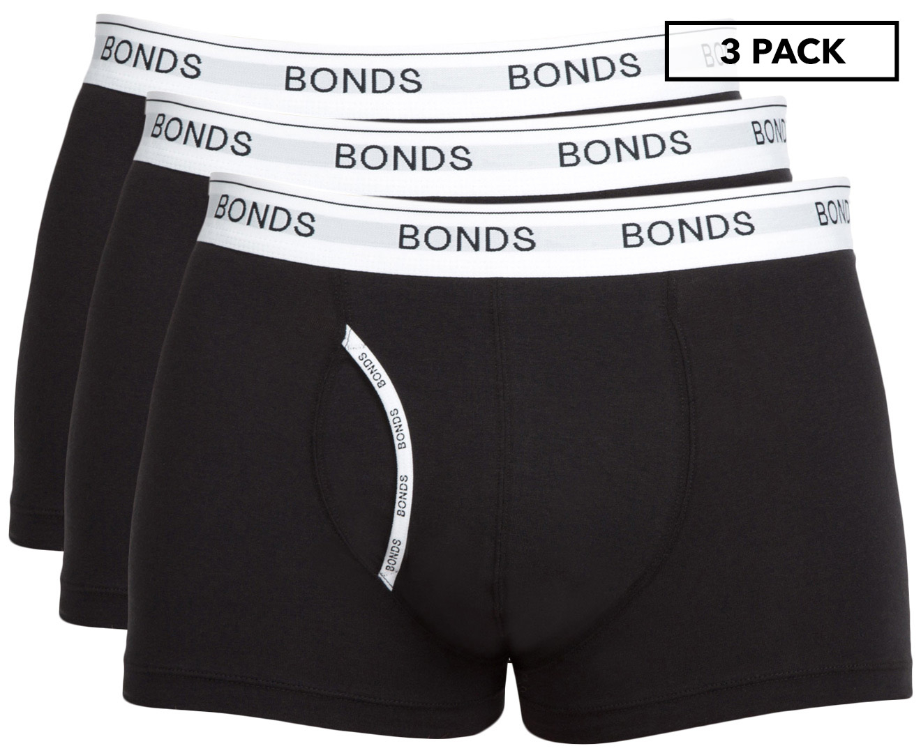 3 x Bonds Men's Core Fit Black Trunks Boxers Briefs Underwear - S M L XL XXL